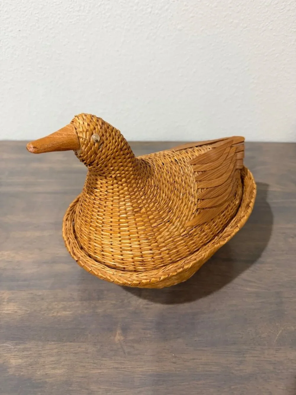Vintage Wicker Rattan Bird Duck Basket